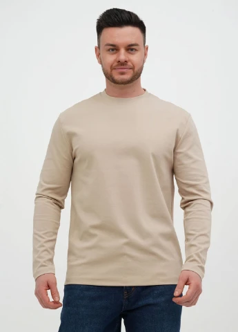 Бежевый демисезонный кэжуал лонгслив Trend Collection однотонный