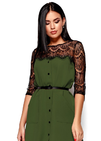 Оливково-зелена кежуал платье Karree однотонна