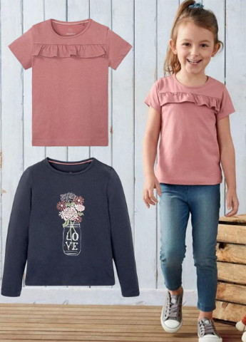 Комплект для девочки, футболка и реглан,, германия Lupilu (256027650)