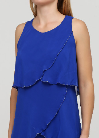 Синее коктейльное платье футляр Sheego однотонное