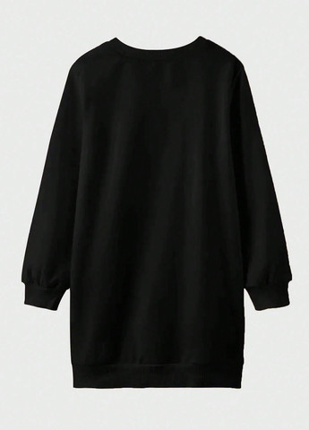 Черное кэжуал платье платье-свитшот, оверсайз SHEIN с рисунком