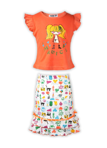 Помаранчевий літній костюм (футболка, юбка) спідничний Fashion Children