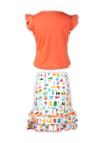 Помаранчевий літній костюм (футболка, юбка) спідничний Fashion Children
