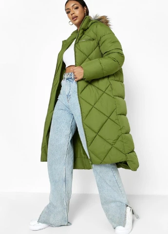 Оливковая (хаки) зимняя куртка Boohoo