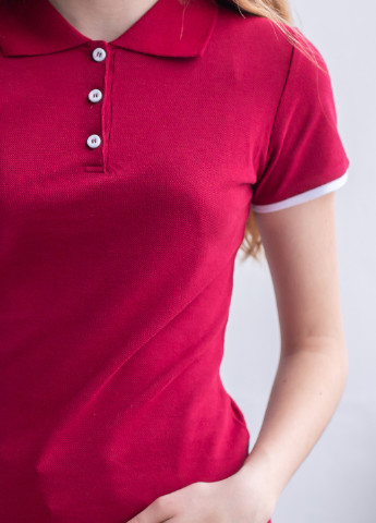 Бордовая женская футболка-футболка поло женская TvoePolo однотонная