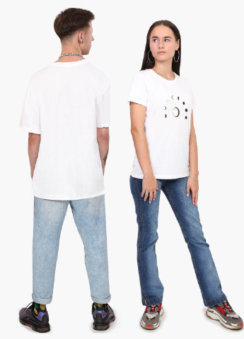 Біла демісезон футболка жіноча фази місяця (moon phases) білий (8976-1798) xxl MobiPrint