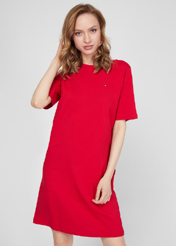 Красное кэжуал платье платье-футболка Tommy Hilfiger однотонное