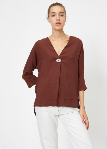 Темно-коричневая демисезонная блуза KOTON