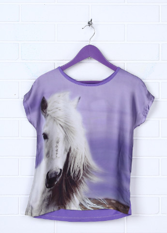 Фіолетова літня футболка з коротким рукавом Zara