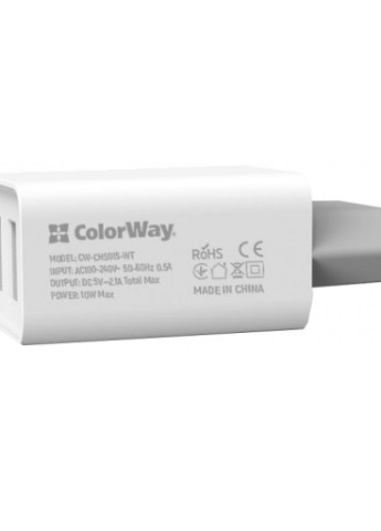 Зарядное устройство 2USB AUTO ID 2.1A (10W) (CW-CHS015-WT) Colorway (216637667)