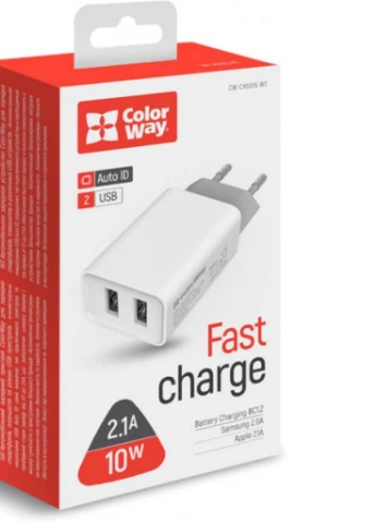 Зарядное устройство 2USB AUTO ID 2.1A (10W) (CW-CHS015-WT) Colorway (216637667)