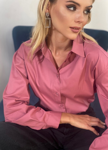 Темно-розовая кэжуал рубашка однотонная VONAVIN