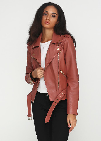 Рожево-коричнева демісезонна куртка шкіряна Gestuz