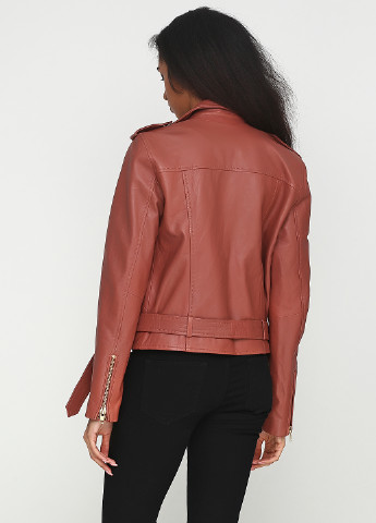 Розово-коричневая демисезонная куртка кожаная Gestuz