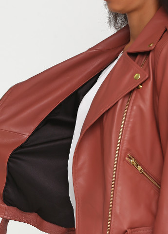 Розово-коричневая демисезонная куртка кожаная Gestuz