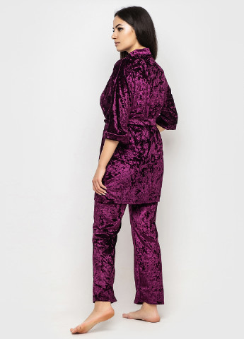Фіолетовий демісезонний комплект (майка, штани, халат) Ghazel