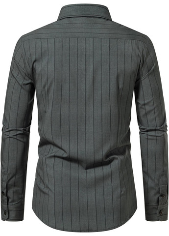 Серая кэжуал, классическая рубашка в полоску SHEIN