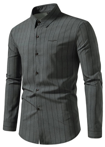 Серая кэжуал, классическая рубашка в полоску SHEIN