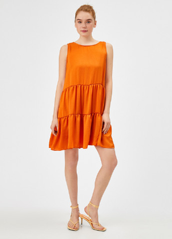 Оранжевое кэжуал платье оверсайз KOTON однотонное
