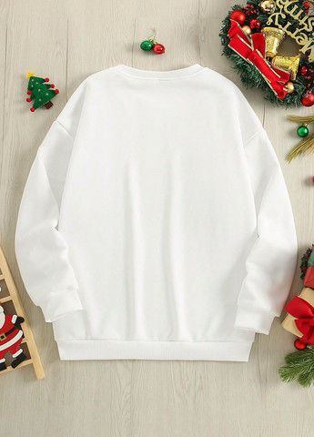 Белый свитшот SHEIN новогодний без декора (340304498)