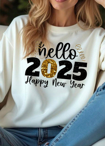 Белый свитшот SHEIN новогодний без декора (340304498)