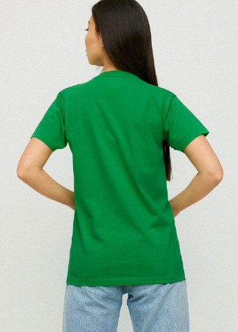 Зеленая демисезон футболка boyfriend / дышащий принт / YAPPI