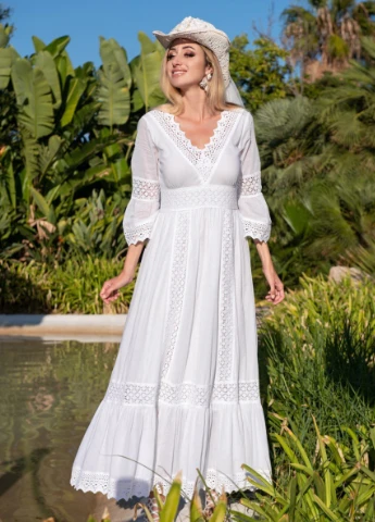 Білий вечірня плаття COTTON однотонна