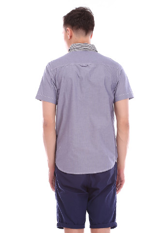 Серо-синяя кэжуал рубашка однотонная Q.Silver с коротким рукавом