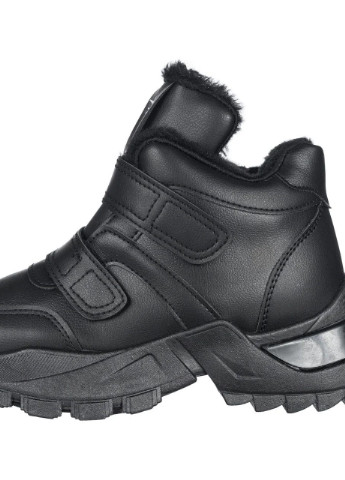 Чорні зимовий кросівки жіночі зимові чорні на хутрі еко шкіра b-425 Violeta