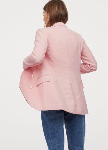 Жакет H&M двобортний однотонний рожевий кежуал поліестер