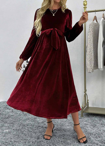 Бордова святковий, вечірня сукня а-силует SHEIN однотонна