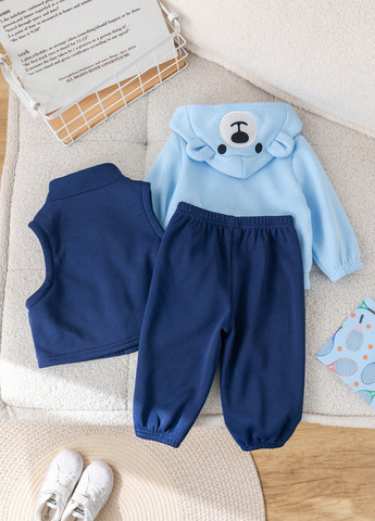 Комбинированный демисезонный комплект (худи, жилет, брюки) SHEIN