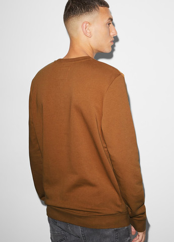 Коричневый свитшот C&A надпись без декора (322987249)