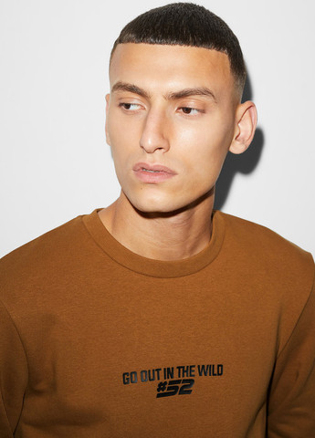 Коричневый свитшот C&A надпись без декора (322987249)