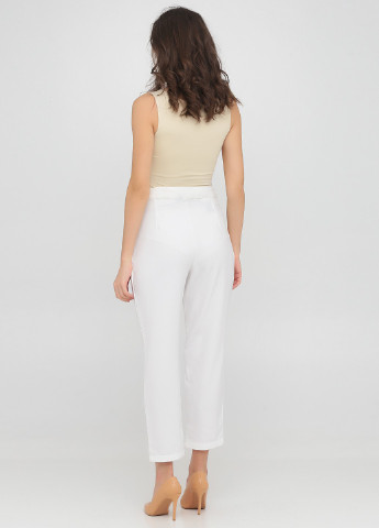 Белые кэжуал летние укороченные, прямые брюки Bebe Plus