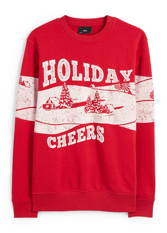 Червоний світшот C&A напис без декору (369250779)