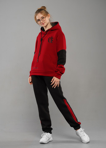 Бордовый зимний спортивный костюм с надписями Sinthia (254894859)