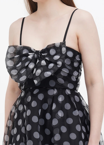 Чорна коктейльна, кежуал сукня дзвін Motivi в горошок