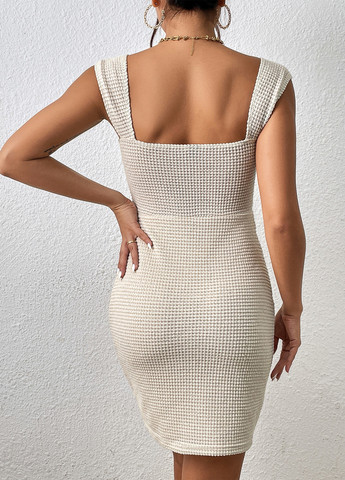 Кремовое коктейльное, кэжуал платье футляр SHEIN однотонное