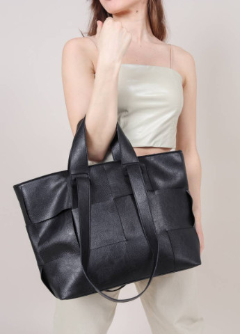 Вместительная сумка-шоппер "Элис" с широкими ручками ROMASHKA, Черный, 5221 Ромашка (224054763)