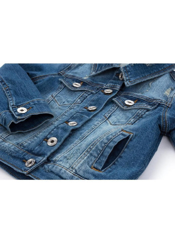 Голубая демисезонная куртка джинсовая укороченная (oz-18801-116g-blue) Breeze