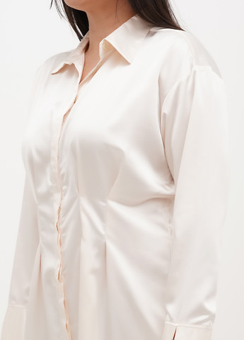 Кремовое кэжуал платье рубашка H&M однотонное