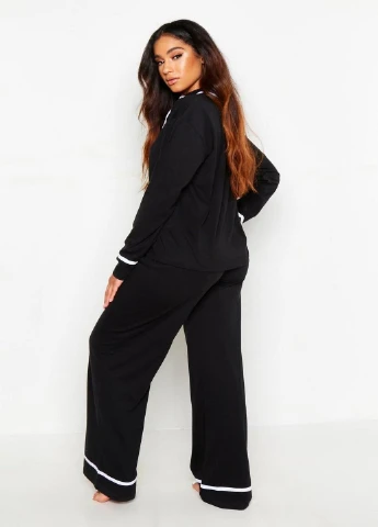 Черная всесезон пижама Boohoo