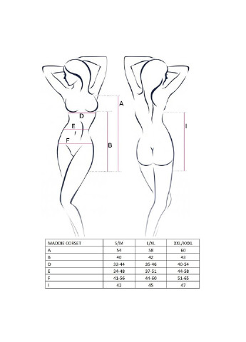 Корсет-сорочка з пажами MADDIE CORSET black XXL/XXXL -, трусики Passion (255457855)