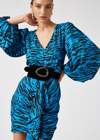 Синее кэжуал платье футляр KOTON зебра