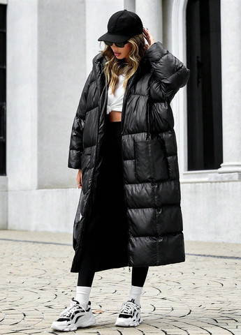 Чорна зимня куртка куртка-ковдра SHEIN