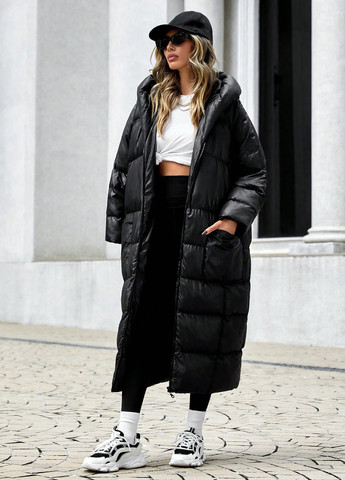 Чорна зимня куртка куртка-ковдра SHEIN