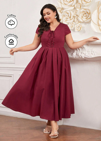 Бордова кежуал сукня кльош SHEIN однотонна