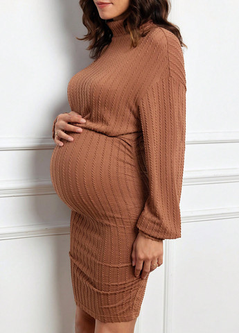 Коричневое кэжуал платье для беременных SHEIN однотонное