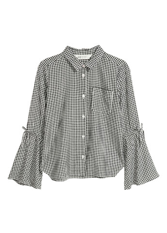 Черно-белая блузка с длинным рукавом H&M демисезонная